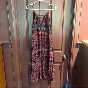 Prana Geometric Midi Dress - Red and Pink